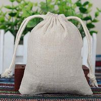 WELCOMING 2.75x4 Inch Wood Color Double Drawstring Cotton Linen Jute Cloth Sack Muslin Bags Jewelry Pouch Reusable Bags Tea Bags Souvenir Gift Bag(24pcs)