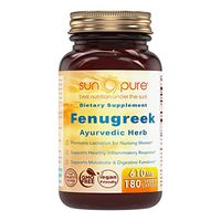 Sun Pure Premium Quality Fenugreek 610 Mg Veggie Capsules Glass Bottle 180 Count Per Bottle - Supports Women Health - Supports Digestive Health - Promotes Overall Health & Well-Being