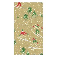 Caspari Winter Sports Paper Guest Towel Napkins in Gold, Four Packs of 15