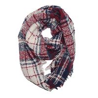 Clearance Fheaven Women Girls Winter Warm Classic Plaid Infinity Scarf Ring Neck Warmer Wrap Collar Scarf (C)