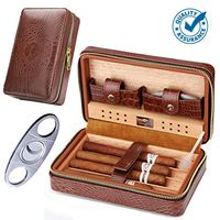 Time C club 4 Finger Portable Travel Crocodile Skin-Style Burgundy Leather Cigar Case, Cigar Cutter and Humidifier