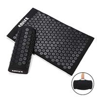 ENJIFE Acupressure Mat Pillow Set Lotus Massage Cushion Set Full Body Nails Sleep Mats for Back, Legs, Neck, Sciatica, Trigger Point Therapy, Pain and Stress Relief (Acupressure Black Round Set)
