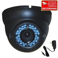 VideoSecu Outdoor CCD Dome Vandal Proof Security Camera Day Night Vision 480TVL 36 IR Infrared LEDs 4-9mm Zoom Focus Varifocal Lens for Home CCTV DVR Surveillance System with Free Power Supply 1P1