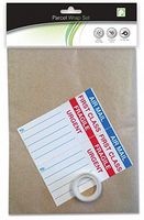 Parcel Wrapping Pack - 27.6' x 35.4' - 3 Brown Sheets, Labels and Tape