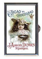 Antique Victorian Chocolate Pretty Girl Ad Decorative Pill Box