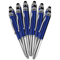 SyPen Stylus Pen for Touchscreen Devices, Tablets, iPads, iPhones, Multi-Function Capacitive Pen with LED Flashlight, Ballpoint Ink Pen, 3-in-1 Pen, 10PK, Blue