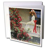 The Crimson Rambler by Philip Leslie Hale Victorian Lady- Greeting Card, 6 x 6 inches, single (gc_126470_5)