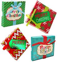 Christmas Gift Card Holder Boxes with Ribbon & Foil (Set of 4)