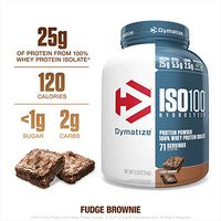 Dymatize ISO100 Hydrolyzed Protein Powder, 100% Whey Isolate Protein, 25g of Protein, 5.5g BCAAs, Gluten Free, Fast Absorbing, Easy Digesting, Fudge Brownie, 5 Pound