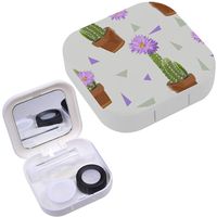 Portable Contact Lens Case Box Travel Kit Mirror + Bottle + Tweezers Container Holder [ Cactus ]
