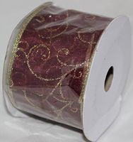 Nantucket Home Wired Ribbon, 2.5-inch X 10-Yard (Brown Gold Swirls)