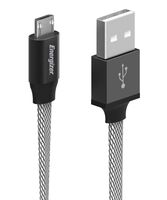 Premier Energizer Android Charger Micro USB Cable 6ft Fast Charging USB 2.0 Syncing Mesh Cord Metal Tip, Black 6 Feet