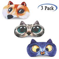 Cute Sleep Eye Mask for Sleeping Cartoon Super Soft and Lightweight Eye Cover Blindfold Eyeshade for Men Women Kid Plane Travel Nap Night Sleeping 3 Or 8 Pack (#2 Cat+Dog(3 Pack))