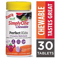 SimplyOne Chewable Multivitamin for Kids, Daily All-in-One Vitamin by SuperNutrition, 30 Day Supply; Best Value Pack