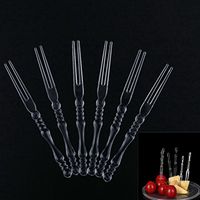 200 Pcs Plastic Disposable Transparent Fruit Food Forks Party Supplies Plates Picks Cake Dessert Forks BY DINGJIN