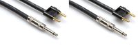 pair (2) Hosa 15' Foot 1/4" TS To Banana 16 Gauge Speaker Cable Wire