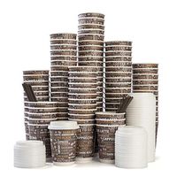 [100 Pack] - Premium 12 oz Disposable Double Wall Paper Coffee Cups With Lids and Stirring Straws