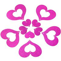 TRIXES 100PCS Pack Hot Pink Glitter Heart Pendant Ribbon Decorations