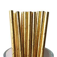 Free DHL 500 pcs Plain Gold Foil Paper Straws Bulk, Vintage Solid Color Metallic Gold Paper Drinking Straws for Holiday Party, Wedding, Baby Shower, Birthday, Christmas Pure Mason Jar Straws