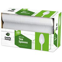 400 Light-Weight White Disposable Plastic Tea Spoons