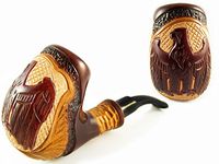 Fashion Tobacco Smoking Pipe "PHOENIX" Eagle Handcrafted Pear Root + Pouch