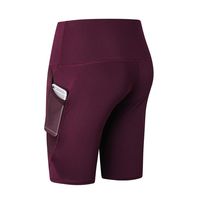 Women Sports Short Butt Pants Gym Running Jogging Girl Casual Yoga Short Leggings High Waisted with Mesh Pockets by Alalaso Wine