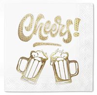Cheers Jars Pack 100 Napkins Gold Foil Cocktail