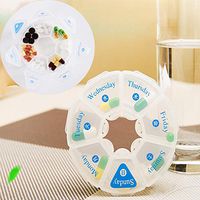 Kuerqi Round 7 Days Pill Case Pocket Storage Box Medicine Container Dispenser and For Storing Little Things Also, Like Small Earrings.