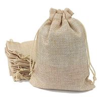 50PCS Burlap Favor Gift Bags with Drawstring and Cotton Lining (3.5 X 4.7 Inch, 03 Cream)