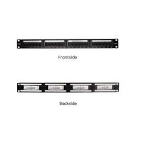 AluNet Cat. 6 Patch Panel 24 Ports Mounts to Standard 19 Inch Racks and Cabinets Unshield 1U Horizontal Black Faceplate