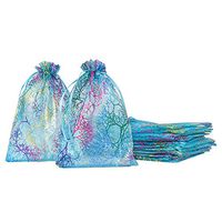 50 Pack 4x6Inches Organza Gift Bags Blue Coralline Style for Toys Candy Chocolate Party Christmas Wedding Favor Gift