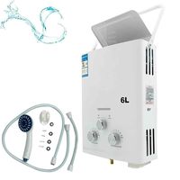 TABODD Propane Hot Water Heater 6L 12KW Portable Instant Water Heater w/Shower Head and Pipe for Outdoor RV's & Campers