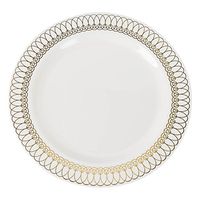 Exquisite 40-Pack Gold Ovals Design Plastic Plates (20-dinner 20-dessert) Set Premium Heavyweight Plastic Wedding Plates"Looks Like China"