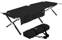 Camping Cot - Folding Military / Army Camp Bed for Adults - Portable & Heavy-Duty Sleeping Cots for Camping, Hunting & Backpacking - Foldable - Free Organizer & Storage Bag (Black - Large - 75" x 25")
