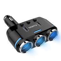 ETbotu Three-Point Cigarette Lighter Dual USB Car Charger 1 in 3 Voltage Detection Wireless