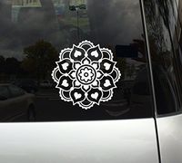 Indian Ethnic Design #2 - Flower Floral Beauty Tribal Style - 5" White Vinyl Decal Sticker Car Macbook Laptop