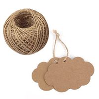 100 PCS Craft Paper Gift Tags 5CM 7CM Cloud Shape Wedding Party Favor Labels with 30 Meters Natural Jute Twine (Brown)
