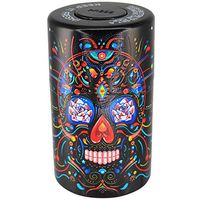 Vac Stash Vacuum Sealed Herb, Spice, Tobacco Jar with Printed Design - Black Sugar Skull