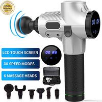Massage Gun, Deep Tissue Percussion Muscle Massager for Pain Relief, Handheld Electric Body Massager with 30 Adjustable Speed, 6 Heads, Low Decibel, Muscle Soreness Relieves, Silver