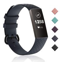 Lintelek Compatible with Fitbit Charge 3 Bands, Canvas Woven Fabric Band, Soft TPU Adjustable Replacement Wristbands, Silicone Straps Sports Accessories