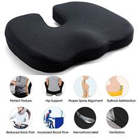 BIHIKI Black Memory Foam Seat Cushion, Orthopedic Design to Relieve Back, Sciatica, Coccyx and Tailbone Pain Perfect for Chair Car Office Home Bottom Seats