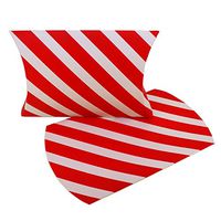 Color Stripe Pattern Pillow Gift Packaging Box for Season Holiday Wedding Party, Pack of 10 (Red)