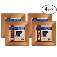 Squarete 10.75'' inch Copper Dinner Square Party Plates Hard Plastic Elegant Disposable Heavy Duty. 10 Square Dinner Plates Per Package Pack of 4