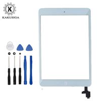 KAKUSIGA Compatible with ipad Mini/iPad Mini 2 Touch Screen Digitizer Complete Assembly with IC Chip Flex Cable Home Button Camera Bracket Pre Assembled, Adhesive and Repair Tool Kits (White)