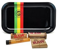 Bundle - 5 Items - RAW 1 1/4, 79mm Roller and Pre-Rolled Tips with Rolling Paper Depot Rolling Tray (Rasta Racer) and Kewltube