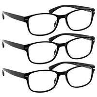 Reading Glasses 1.25 Black 3 Pack Always Have a Timeless Look, Crystal Clear Vision, Comfort Fit with Sure-Flex Spring Hinge Arms & Dura-Tight Screws