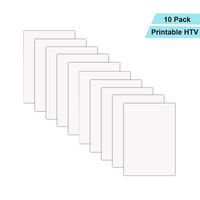 Printable Heat Transfer Vinyl Inkjet Printer Iron on HTV A4 Size for Dark Fabrics or T-shirts, Pack of 10
