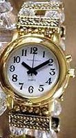 Elegance Collection- Talking Watch with Alarm Gold Tone and Deluxe Beaded Band