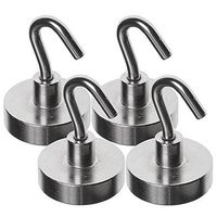 Strong 40LB Magnetic Hooks - Powerful Heavy Duty Neodymium Magnet - 4 Hook Set - Great For Your Refrigerator And Other Magnetic Surfaces - Super Strong And Will Not Scratch by Simply Hooked