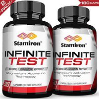 (2-Pack) Stamiron Infinite Test Natural Testosterone & Nitric Oxide Boost for Men for Building Lean Muscle Mass, Strength, Endurance, and Natural Energy Premium Test Boost 90 Capsules